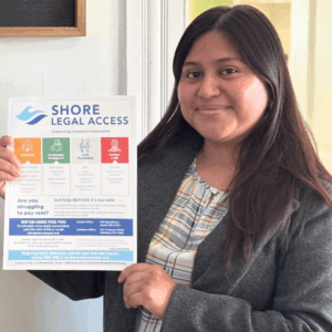 Representative from Shore Legal Access visiting Evelyn's Place