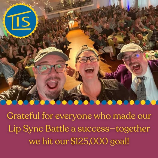 Ricky, Jayme. and Jay on stage at Lip Sync Battle with the audience cheering in the background