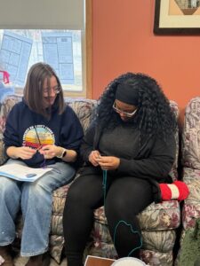 Jesse and Jasmine crocheting