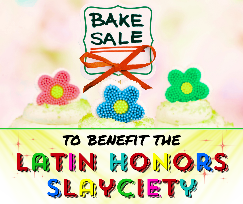 SLAYciety bake sale graphic
