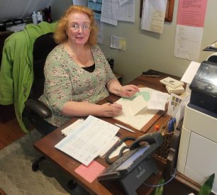 Volunteer at desk